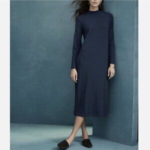 Eileen Fisher Adriatic Fine Jersey Mock Neck Long Sleeve Midi Dress